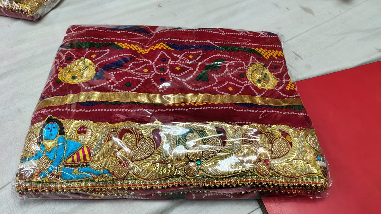Luxury Marwadi Bandhej Chunri Pomcha with Zardozi Work | Kolkata Handcrafted Georgette Odhna