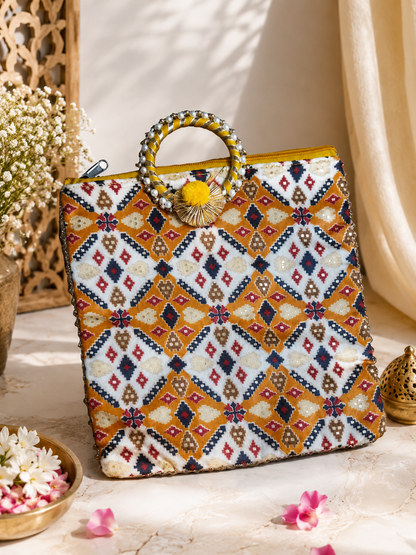 Chudi Handle Printed Gift Bag (9x10 inch) – Stylish Return Gift Bag for Wedding, Diwali & Festive Gifting