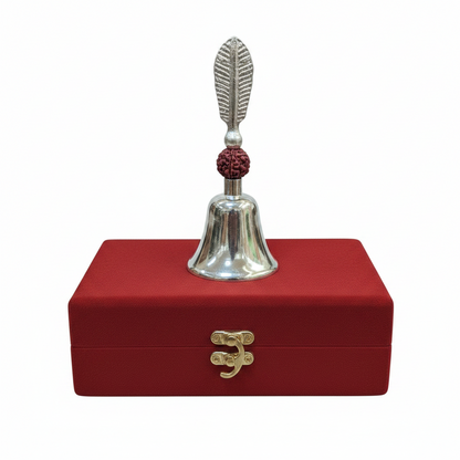 German Silver Rudraksh Bells Puja Ganti | Religious Gift Pack of 6