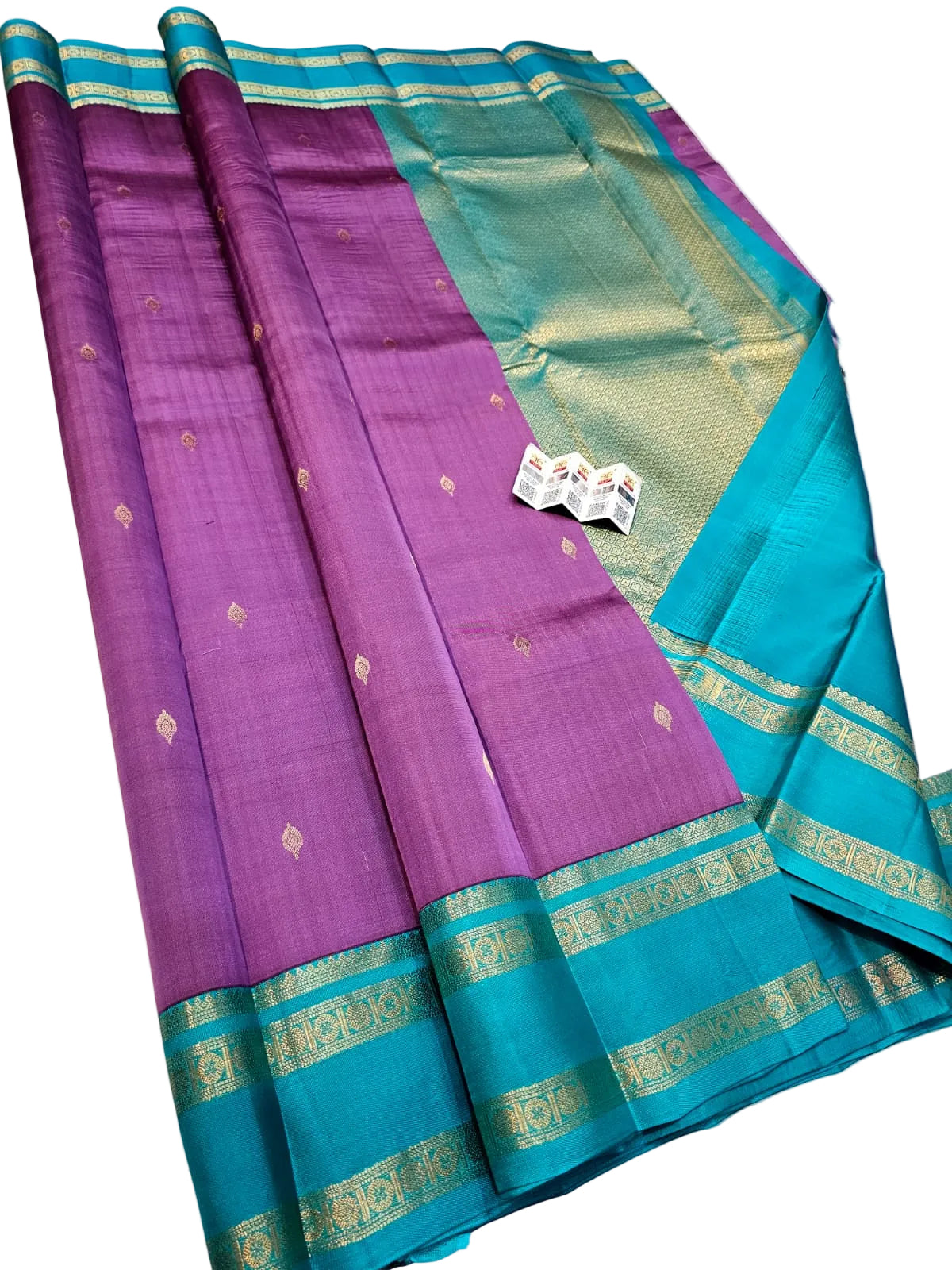 Kanchipuram Pure Silk Saree with Fancy Gap Border | Silk Mark Certified