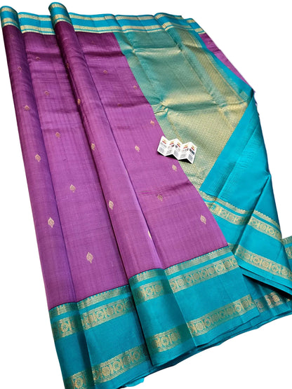 Kanchipuram Pure Silk Saree with Fancy Gap Border | Silk Mark Certified