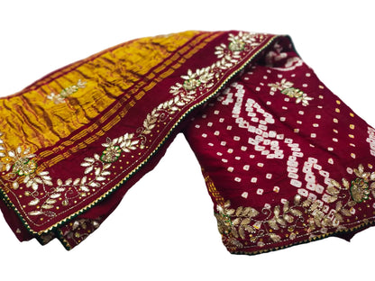 Pure Modal Gajji Silk Jaipuri Bandhej Saree – Boutique Handwork Designer Saree