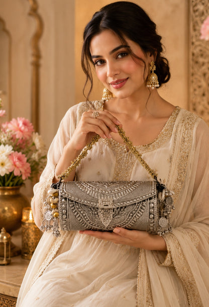Exclusive Rajwadi Designer Brass Metal Clutch Bag