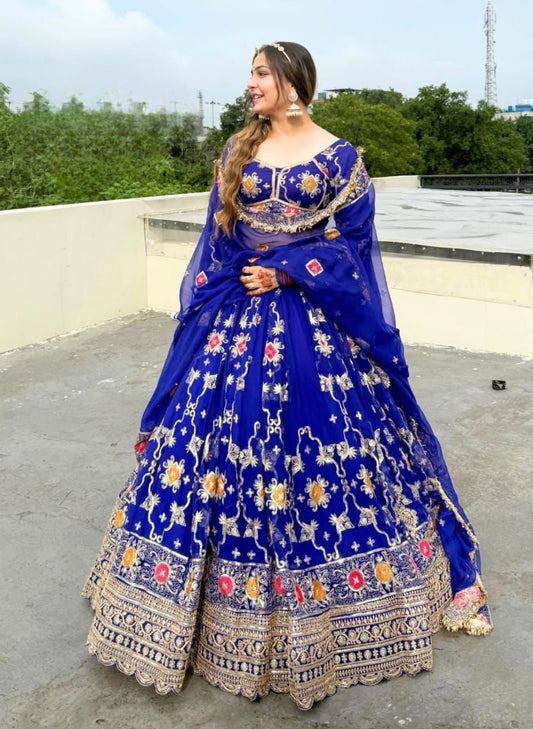 Designer 4-Meter Gher Rajasthani Poshak | Blooming Georgette, Fancy Kali & Sequence Work