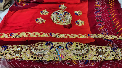 Traditional Pila Chunri –   Ojaria with Kolkata Zardosi Handwork