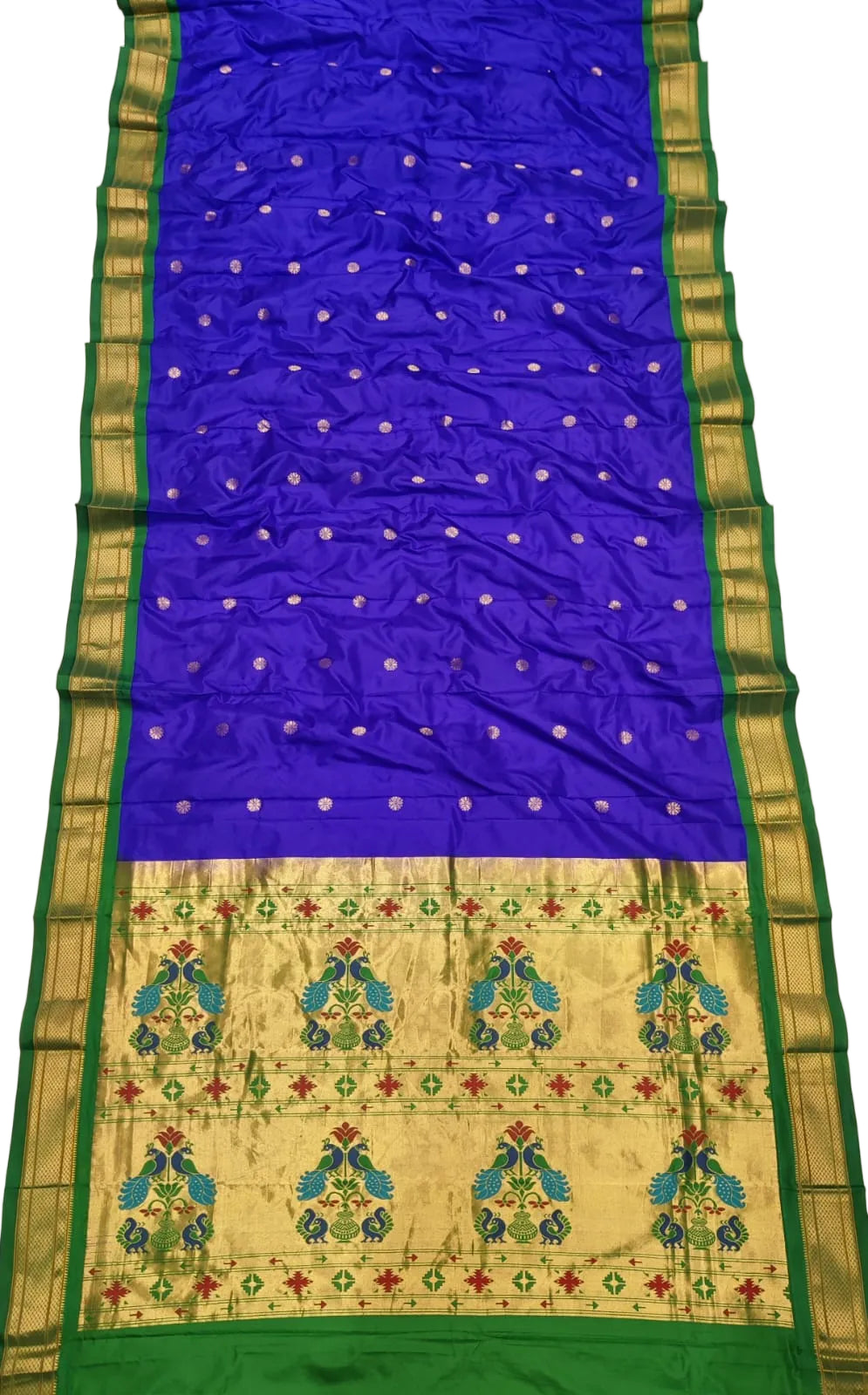 Traditional 9 Yard Kadiyal Paithani Saree – Pure Silk with Rich Pallu & Contrast Blouse