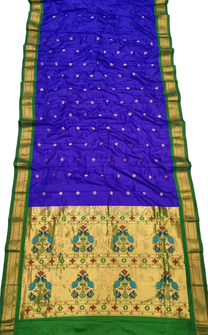Traditional 9 Yard Kadiyal Paithani Saree – Pure Silk with Rich Pallu & Contrast Blouse