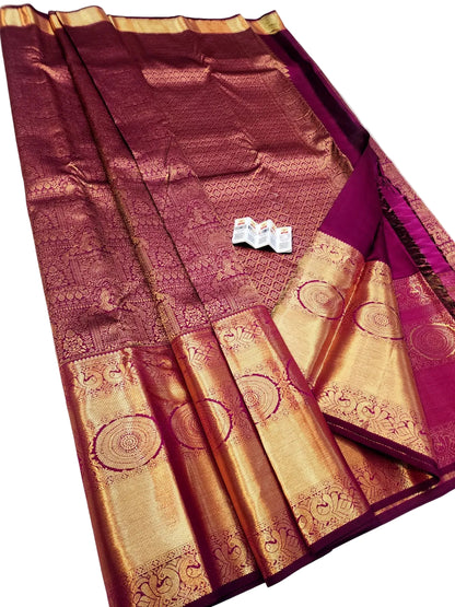 Kanchipuram Pure Silk Saree Silk Mark Certified | Handloom Bridal Pattu Saree with Zari Border