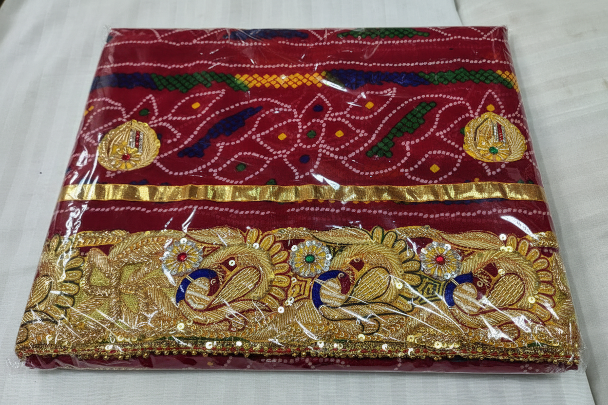Elegant Kolkata Zardozi Chunri Odhna Marwadi Heritage Collection | Georgette Wedding Dupatta
