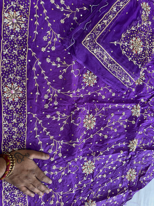 Royal Rajasthani Poshak – Heavy Natural Crepe with Thakurji Pure Odhna & Dabka Taari Handwork
