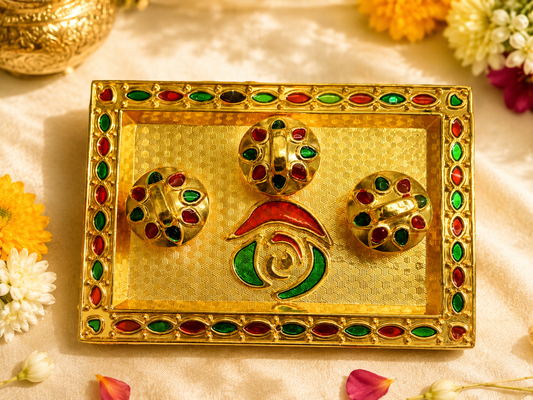 Indian Festival Sagun Roli Chawal Tilak Thali Diwali Pujan Platter/ Haldi kumkum/Housewarming Gifts Items  size 5*inch