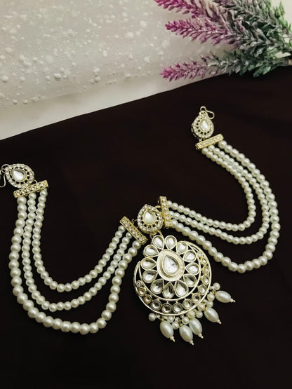 Premium Multi-Strand Pearl Hair Brooch with Statement Pendant | Bridal & Partywear Hair Accessory