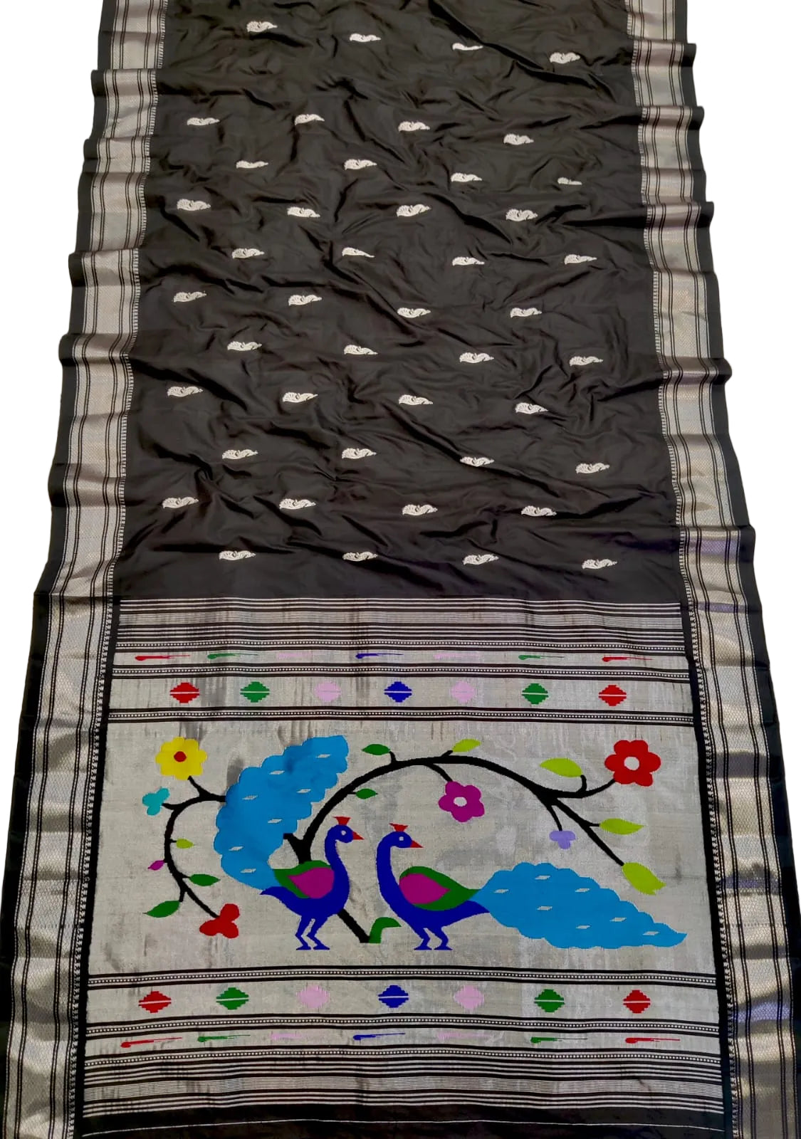 Handloom Golden & Silver Jari Yeola  Paithani – Pure Silk saree