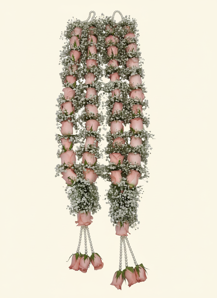 Fresh Flower Wedding Garland Pair for Bride & Groom – 5.5ft