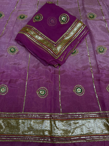 Tissue fabric pyor odhni Partywear Rajputi poshak