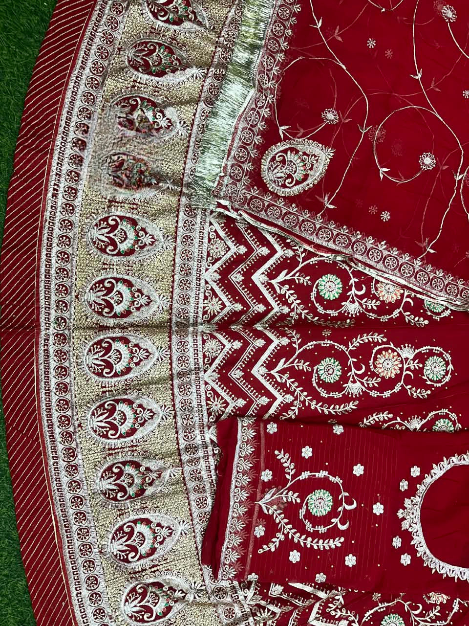 Karwa chauth special traditional Rajasthani poshak Royal Georgette Fabric with Bright Red Colour*