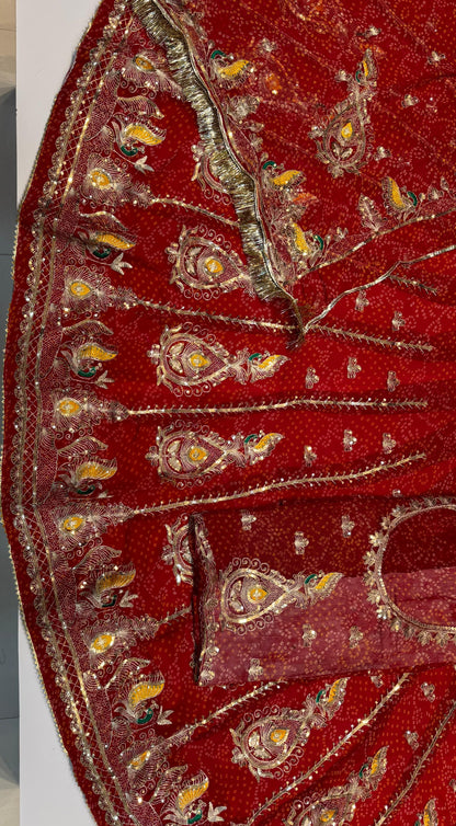Traditional Rajputi Chundari Poshak | Half-Pure Fabric • 4 Mtr Ghera code: kk