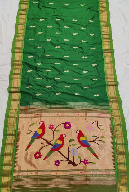 Yeola Fancy Paithani Silk Saree – Pure Handloom Silk, Shoulder Butti, Silk Mark Certified