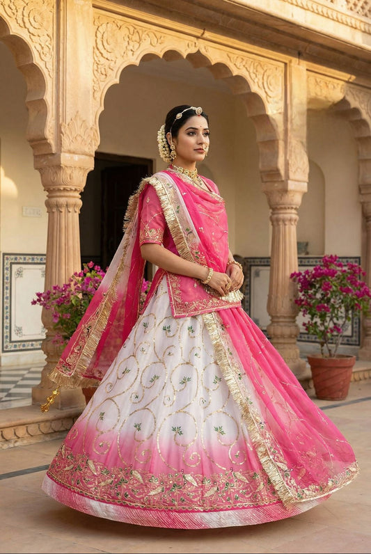 Rajasthani Humrai Odhna Poshak | Soft Tissue Crush Fabric with Handwork