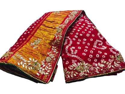Pure Modal Gajji Silk Jaipuri Bandhej Saree – Boutique Handwork Designer Saree