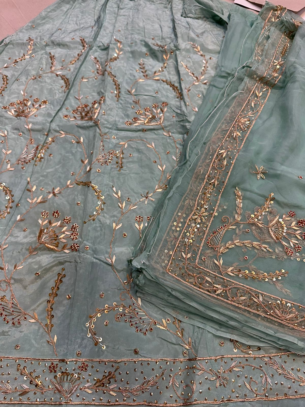 Heavy Tissue Thakurji Poshak – Pure Odhna with Jardozi Dabka Handwork