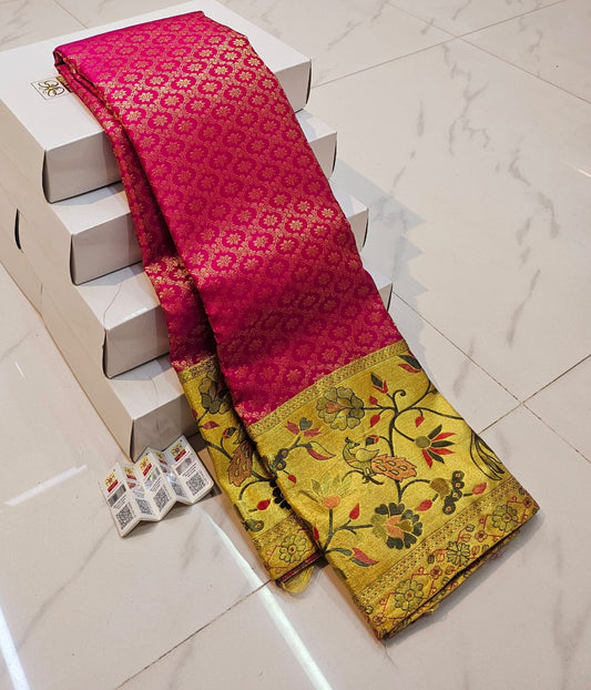 Premium Kanchipuram Pure Silk Bridal Saree – Handloom & Silk Mark Certified