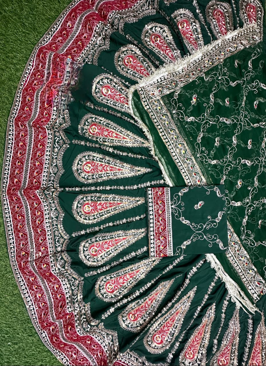 Royal Designer Rajputi Poshak with 4 MTR Full Gher Lehenga