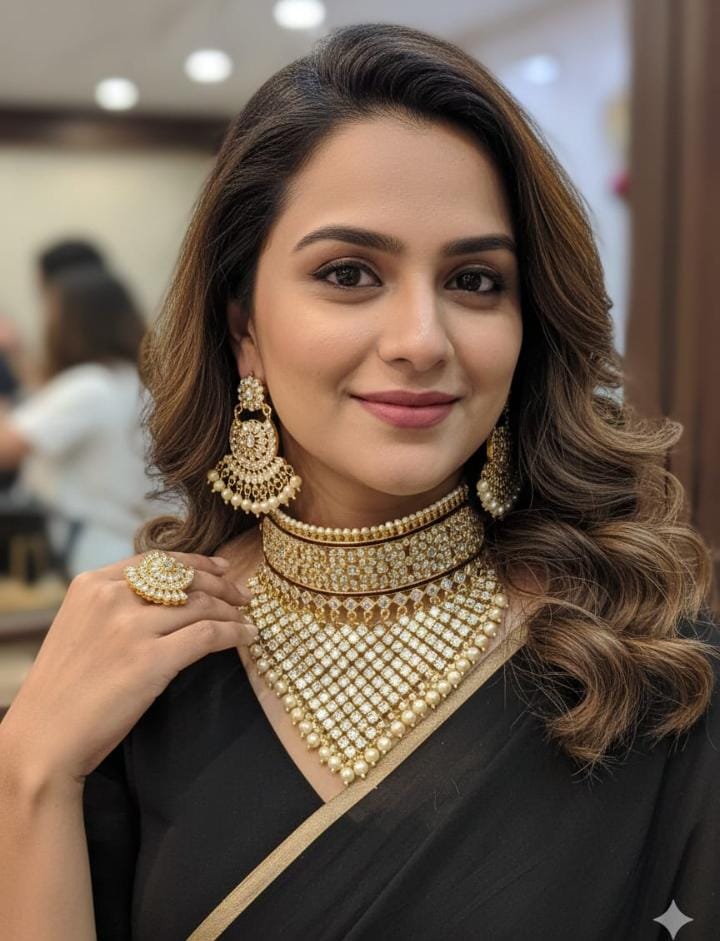 Rajwadi Style Royal Bridal A.D. Jewellery Set