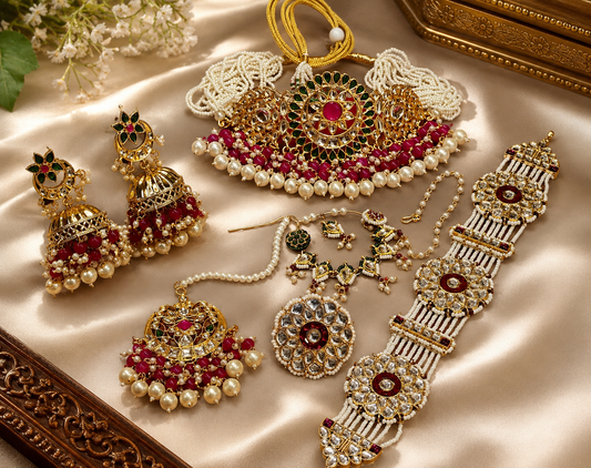 Rajwadi Jhumka Style Jewellery Combo Set – Beautiful Bridal Necklace Set for Wedding & Festive Wear