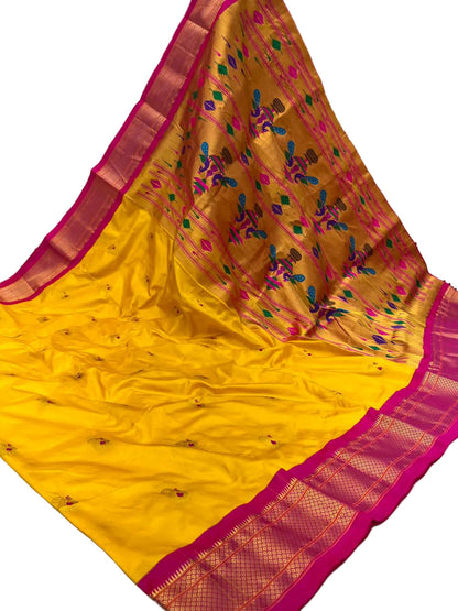 Kadiyal Border Peacock Design Pure Silk Paithani Saree | Wedding & Festive Wear