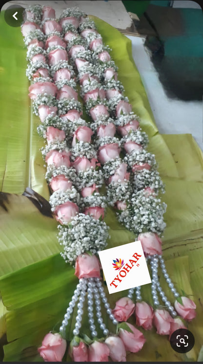 Fresh Flower Wedding Garland Pair for Bride & Groom – 5.5ft