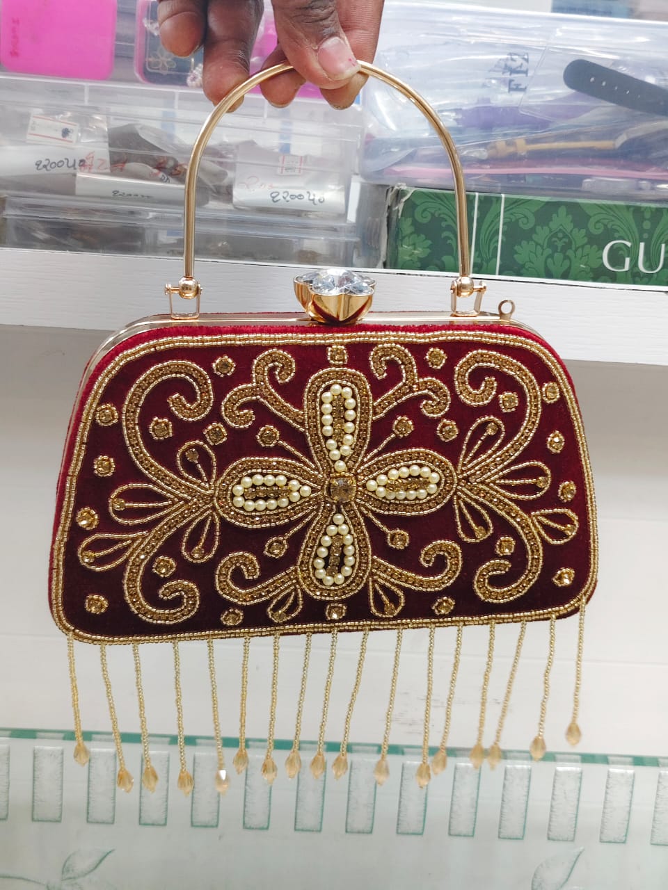 Elegant Metallic Gold Shimmery Party Clutch