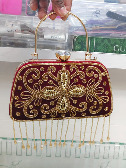 Elegant Metallic Gold Shimmery Party Clutch