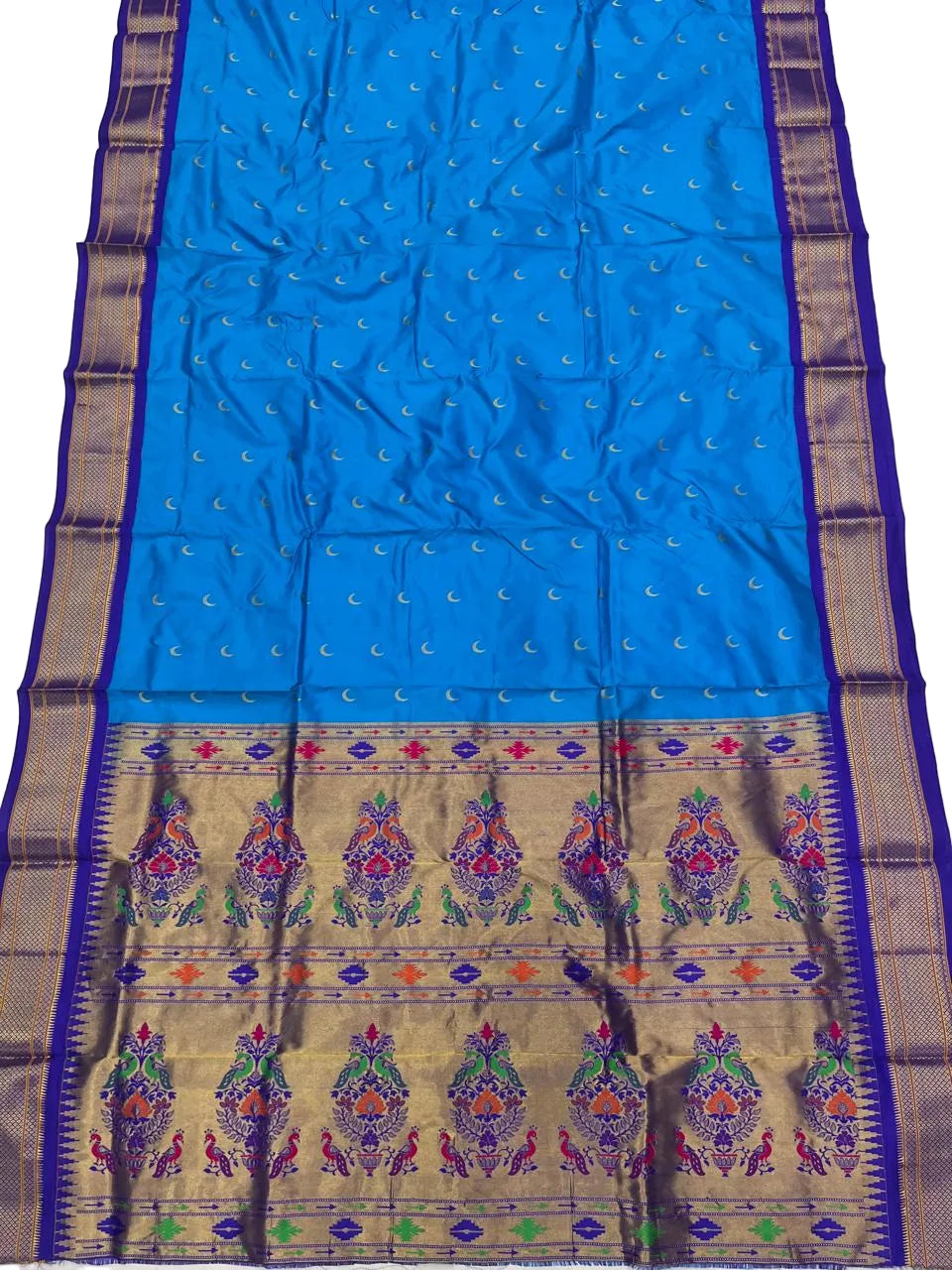 Pure Silk Maharani Pallu Paithani Saree | Handwoven Chandrakor Butti Designer Saree