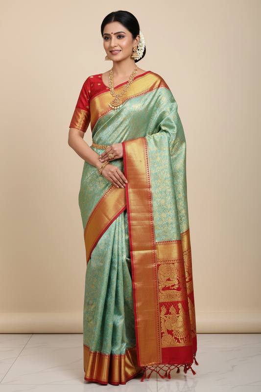 Kanchipuram Pure Silk Handloom Floral Bridal Saree | Silk Mark Certified Kanjivaram Saree