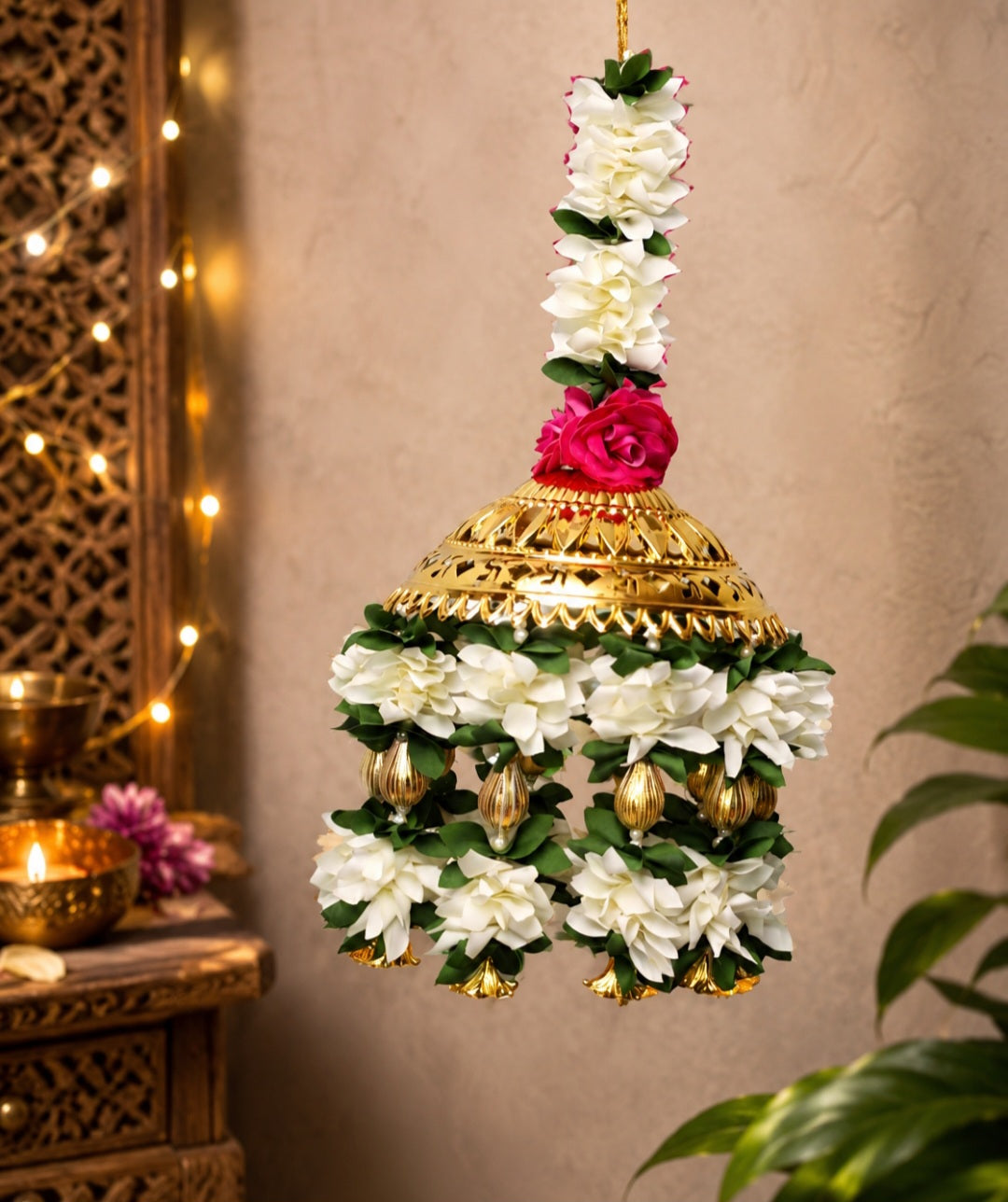 Floral Jhumar for diwali/festival decorations  /L 22 INCH ROUND 29* INCH/ metal