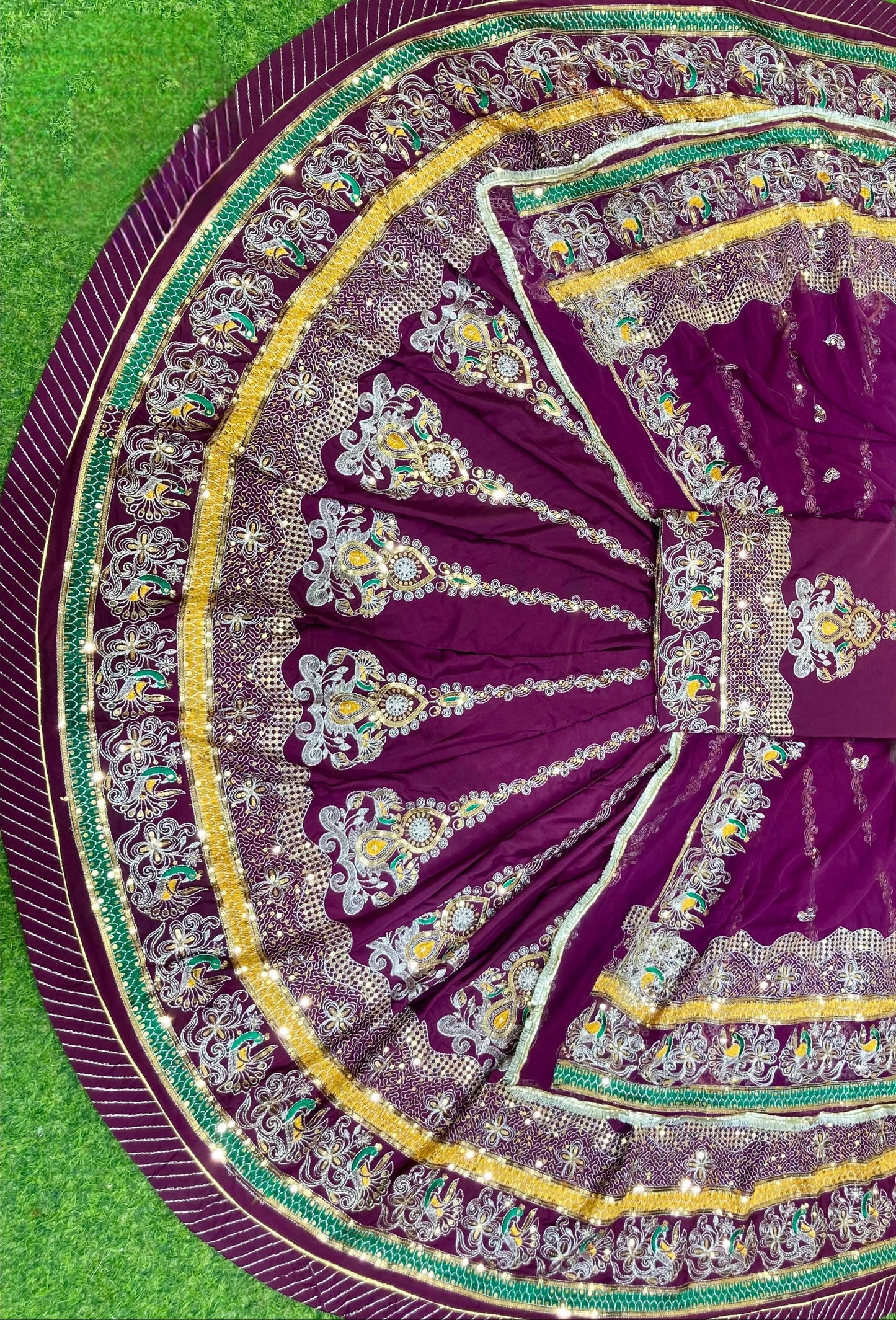 Vintage Barik Zari 4 MTR Gher Rajasthani Poshak – Heavy Crepe Silk Designer Lehenga