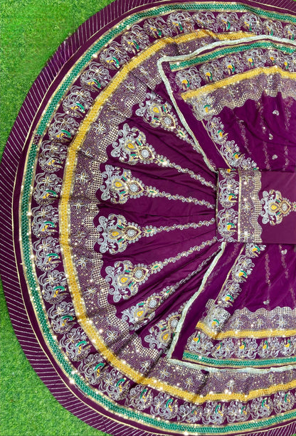 Vintage Barik Zari 4 MTR Gher Rajasthani Poshak – Heavy Crepe Silk Designer Lehenga
