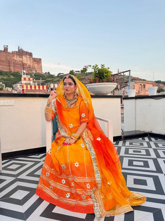 Double Shaded Upada Fabric Rajasthani Poshak – Elegant Partywear with Pure Odhna