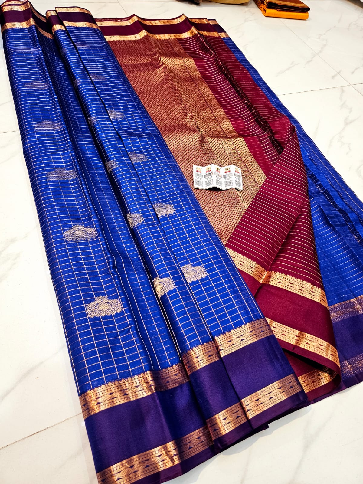 Pure Kanjivaram Silk Saree with Fancy Gap Border – Kanjipuram Silk Mark Certified