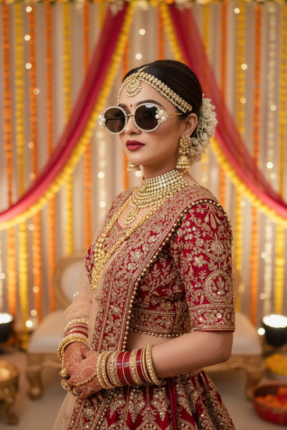 Pearl Blossom  Rhinestone Wedding Sunglasses  pack of 6