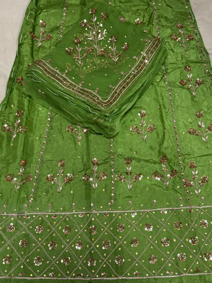 Upada Silk Rajputi Poshak – Pure Odhani with Heavy Jardozi Handwork & Butti Design (Unstitched)