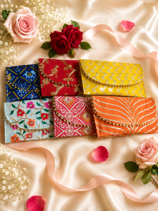 Luxury Handcrafted Embroidered Fabric Money Envelope for Wedding & Shagun Gifts