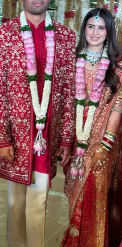 Fresh Flower Mogra & Rose Wedding Garland Pair | Traditional Bridal Jaimala