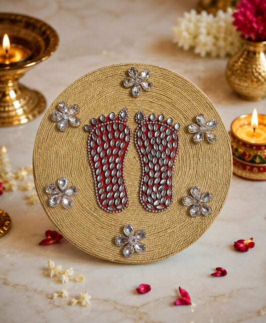Handcrafted Lakshmi Charan Paduka – Decorative Puja & Festive Home Decor  size  20* cm