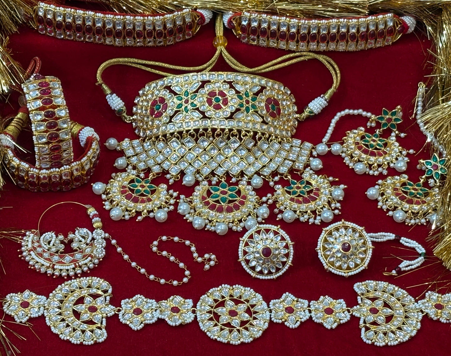Meenakari Sheeshphool Set with Borla, Ring & Besar – Heavy Rajputi Bridal Head Jewellery Combo for Wedding & Poshak Wear