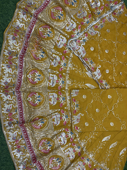 Boutique Designer 4 Meter Ghera Royal Poshak – A Timeless Blend of Tradition and Elegance/ CODE:SHR