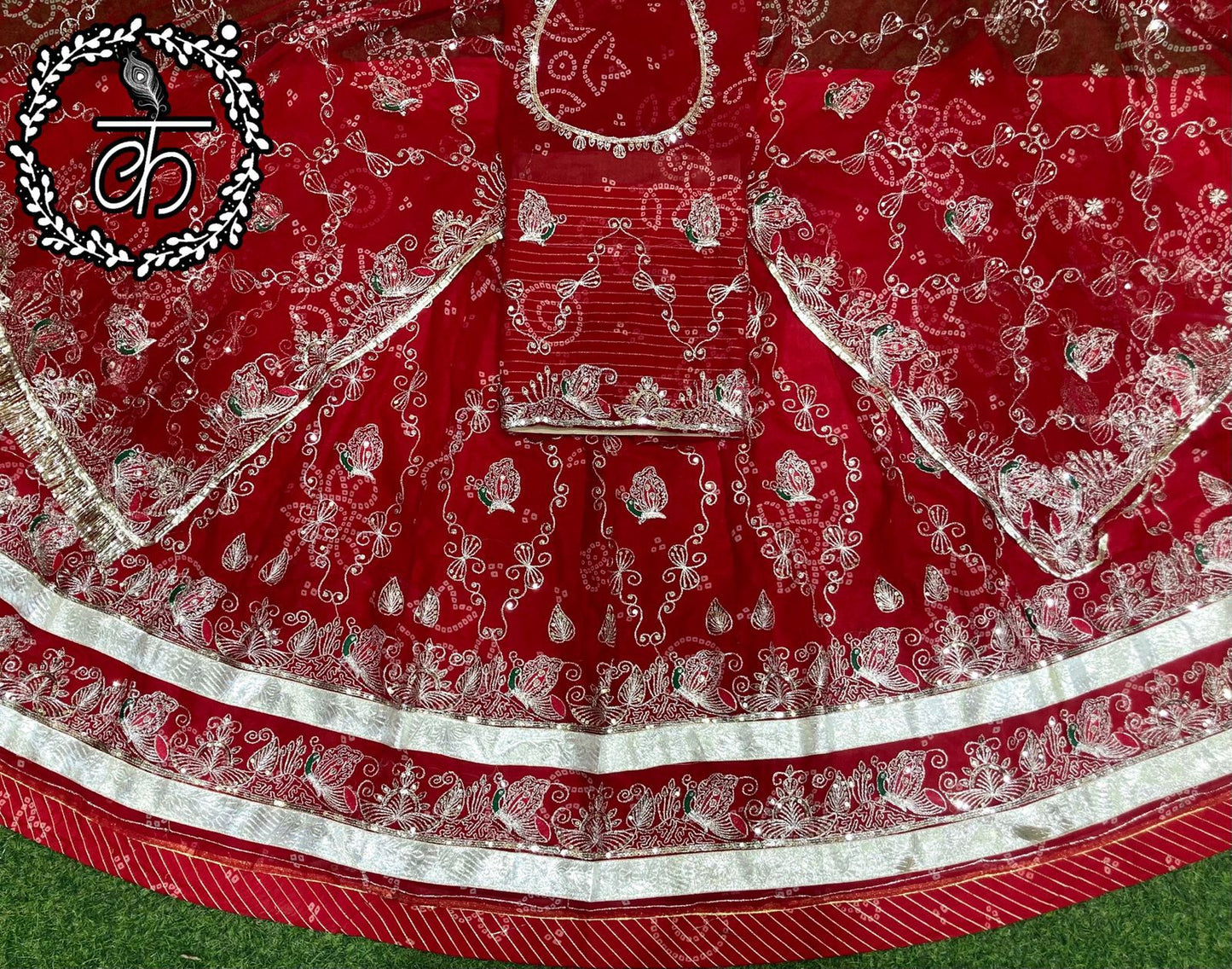 Designer Boutique Chunnari Heavy Poshak – Copper Sequence, Zari Work & Heavy Odhani