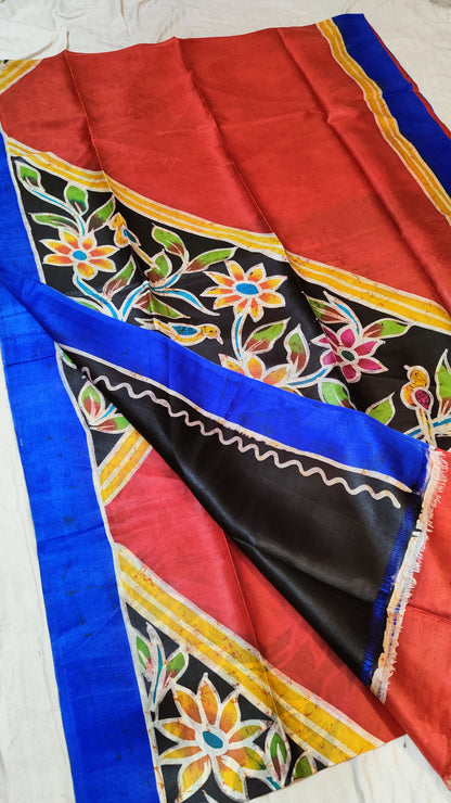 Pure Bishnupuri Silk Batik Saree | Handpainted & Silk Mark Certified