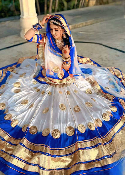 Royal Satin Heavy Laffa Gota Flower Work Poshak | Customizable Bridal & Festive Suit
